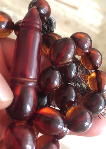 Eski ateşi kehribar tesbih dev boy - Görsel 3