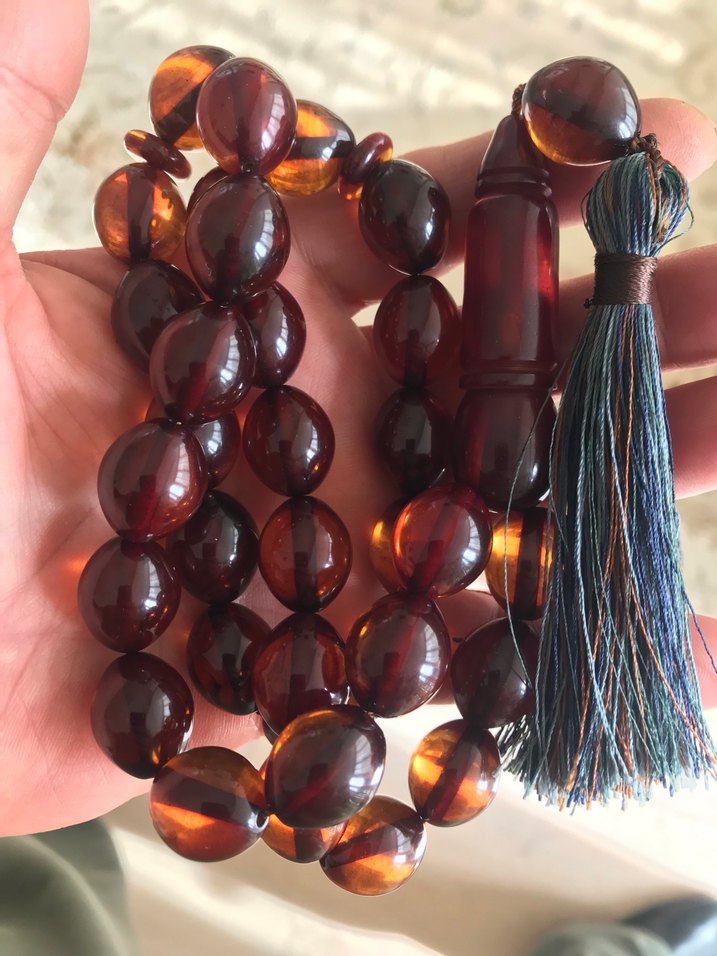 Eski ateşi kehribar tesbih dev boy - Görsel 5