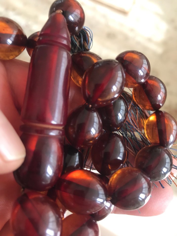 Eski ateşi kehribar tesbih dev boy - Görsel 3