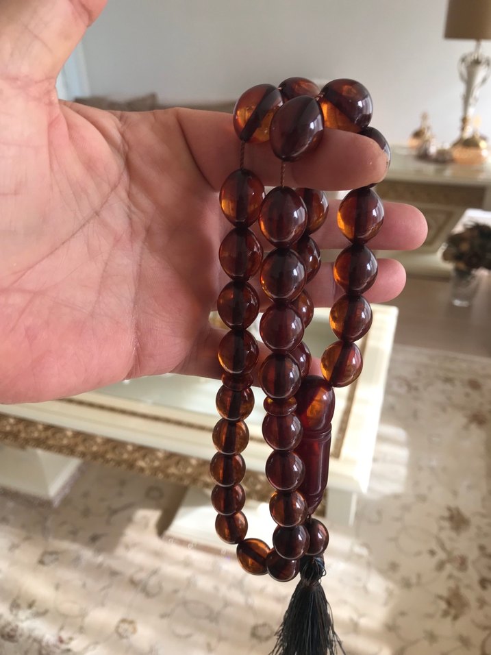 Eski ateşi kehribar tesbih dev boy - Görsel 4