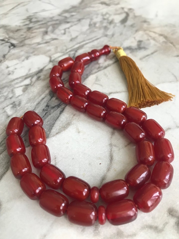 Eski sıkma kehribar tesbih dev boy - Görsel 2