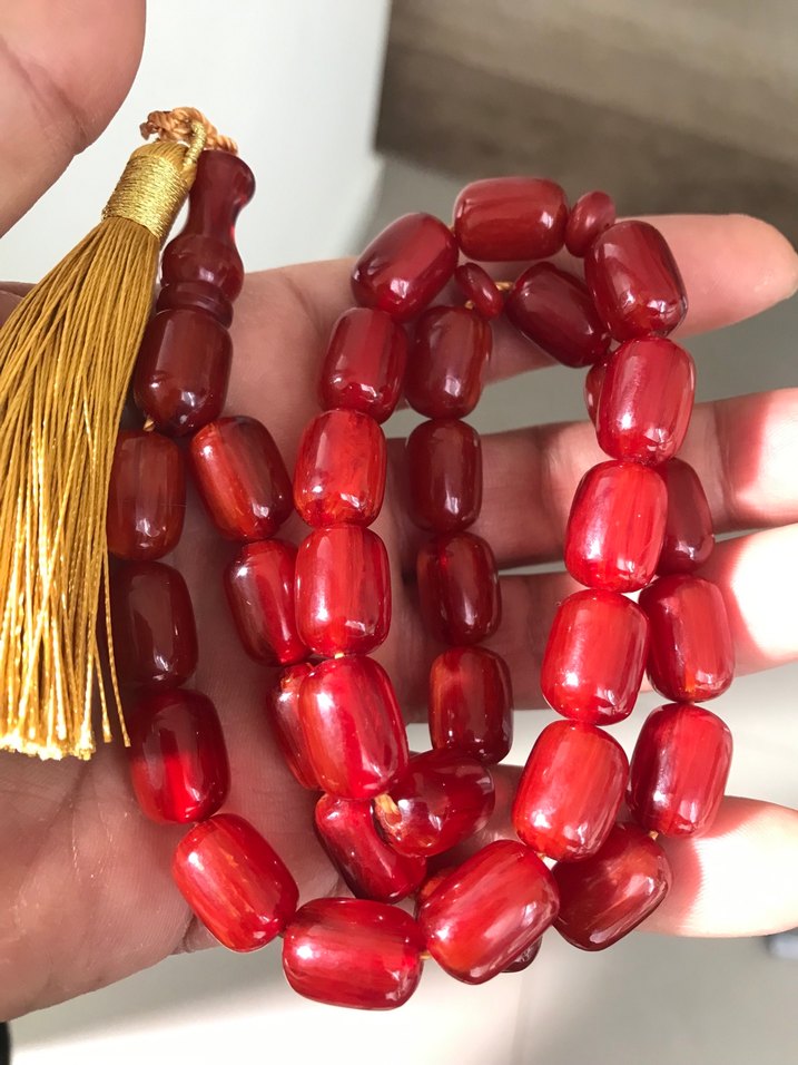 Eski sıkma kehribar tesbih dev boy - Görsel 3