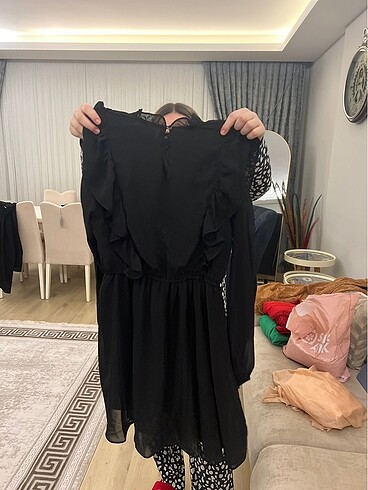 Diğer siyah uzun kol elbise