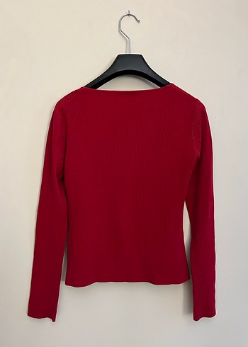 Kırmızı Triko Uzun Kollu Kazak - Görsel 2