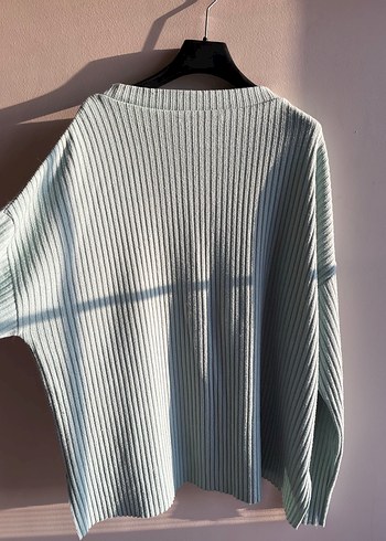 Su Yeşişi Kadın Triko Uzun Kollu Salaş Kazak - Görsel 3