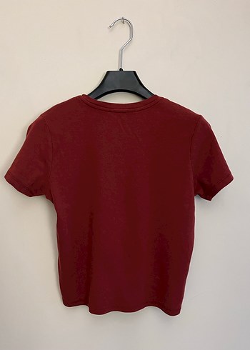 Bordo Kadın Basic Tshirt - Görsel 2