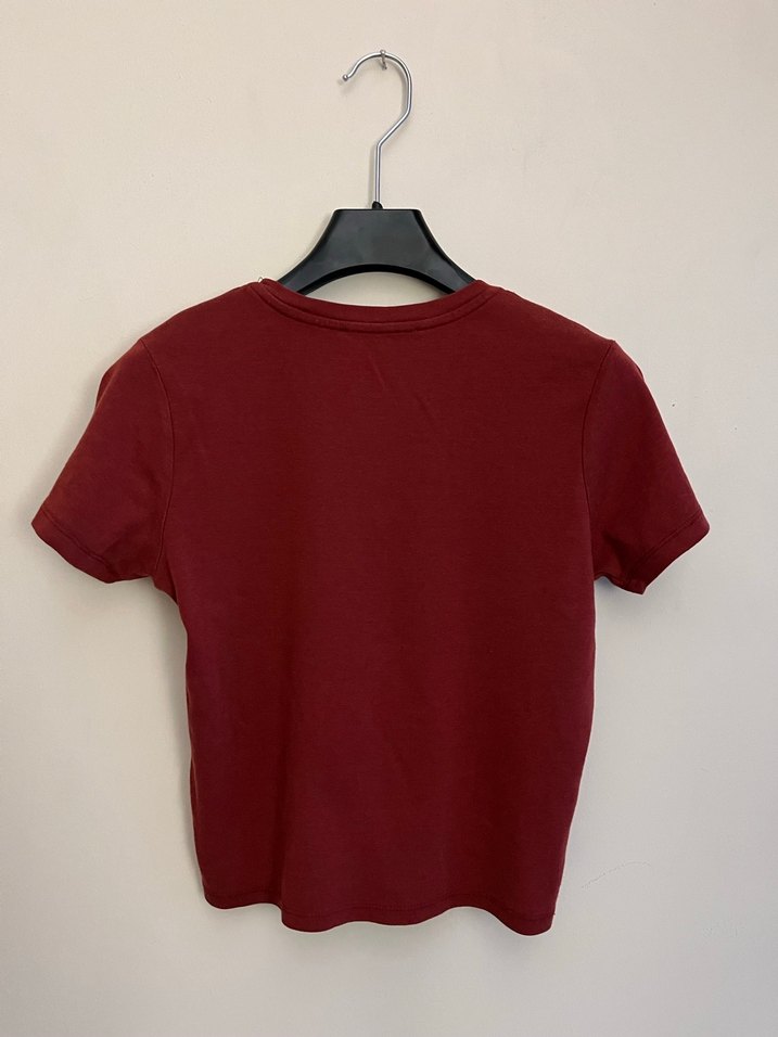 Bordo Kadın Basic Tshirt - Görsel 2