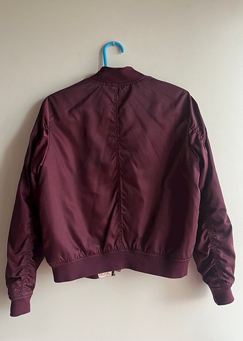 Pull and Bear Bordo Fermuarlı Kadın Ceket