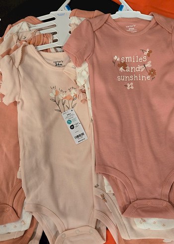 Carters Kız Bebek Kısa Kollu Zıbın Seti - Görsel 5