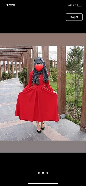 Tesettür kırmızı elbise