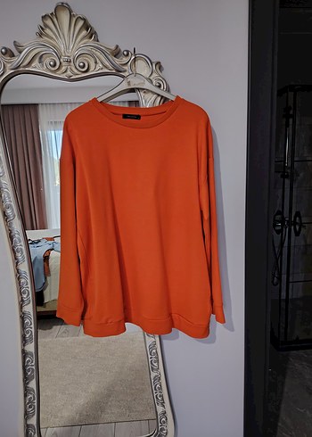 xl Beden turuncu Renk Kadın Turuncu Oversize Sweatshirt