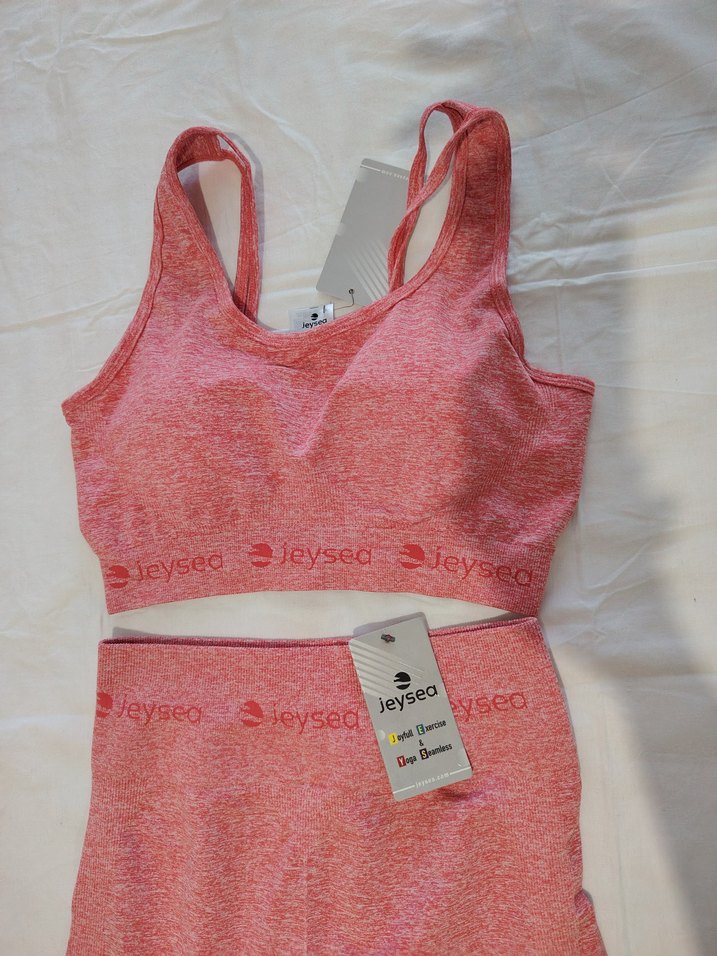 Pembe Mini Spor Büstiyer ve Tayt Takımı - Görsel 4