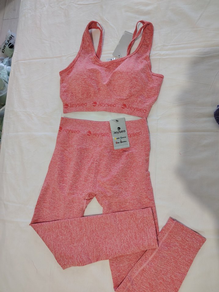 Pembe Mini Spor Büstiyer ve Tayt Takımı - Görsel 3