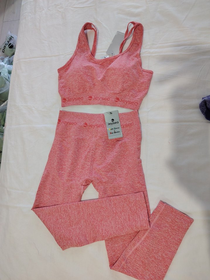 Pembe Mini Spor Büstiyer ve Tayt Takımı - Görsel 2