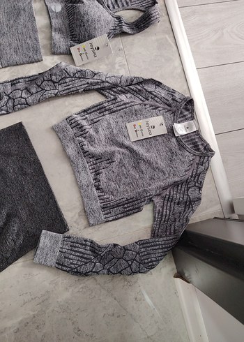 Gri Örme Sporcu Sütyeni Mini Üst - Görsel 5