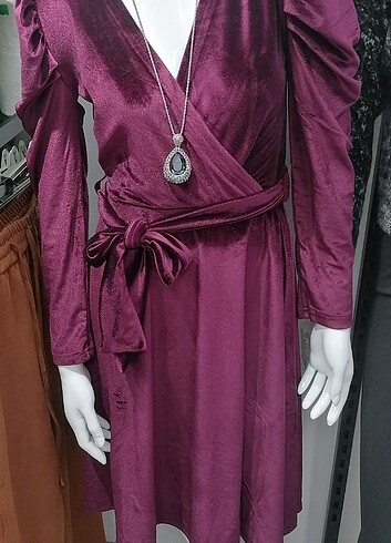 Fransız kadife elbise krevuze yaka  - Görsel 3