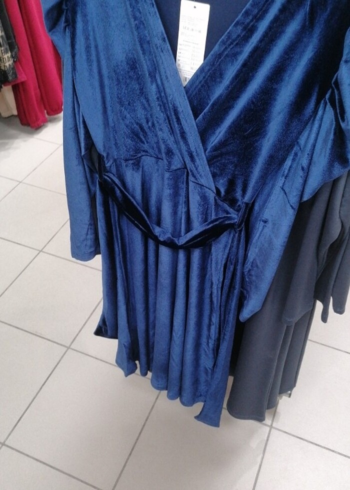 Fransız kadife elbise krevuze yaka  - Görsel 2