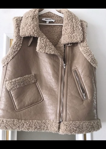 Kürklü Krem Kadın yelek ipekyol - Görsel 2