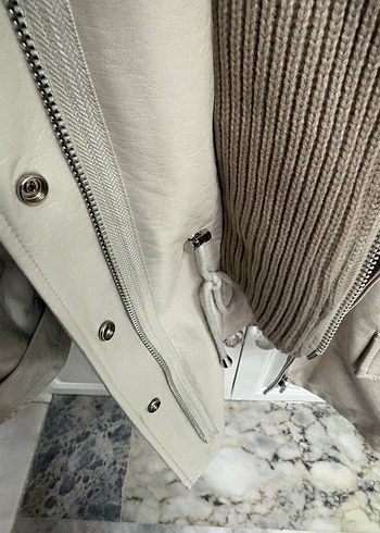 Bej Deri Midi Ceket İpekyol - Görsel 4