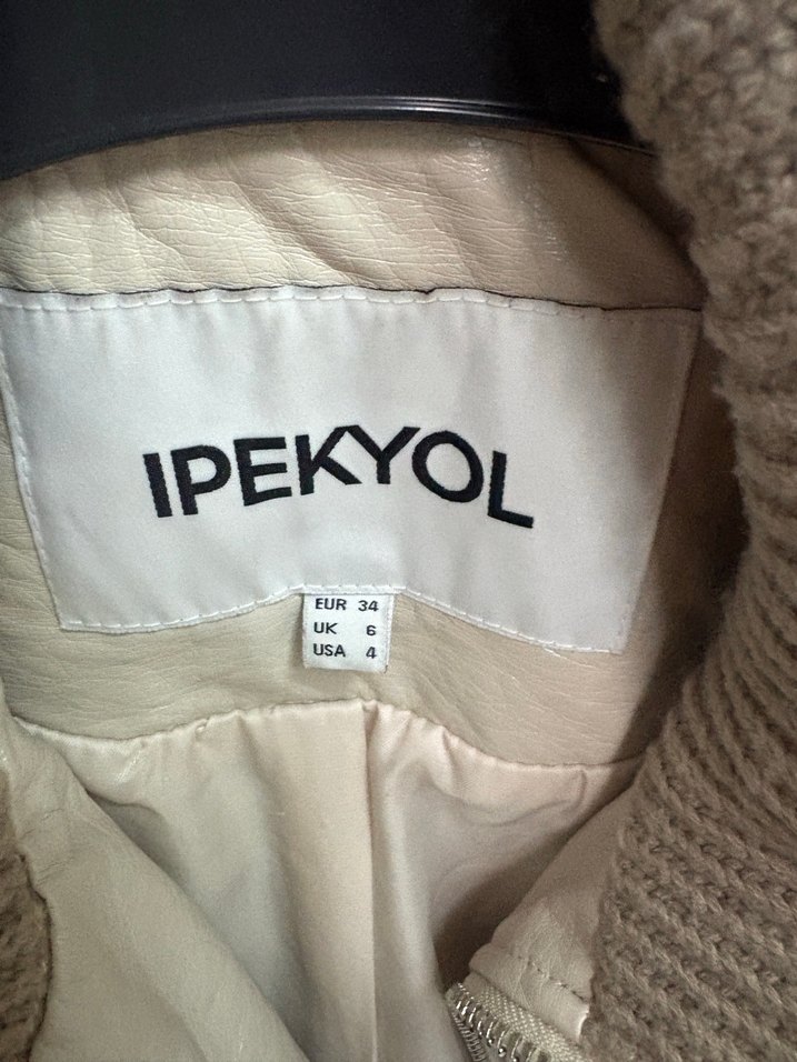 Bej Deri Midi Ceket İpekyol - Görsel 2