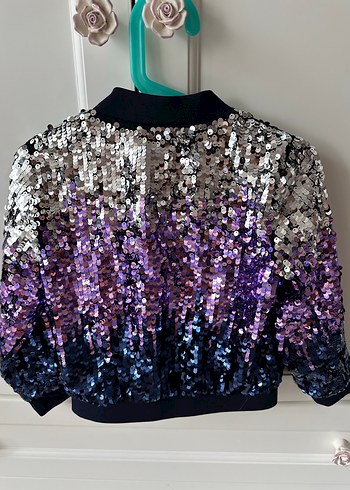 H&M Kız Çocuk Parlak Payetli Mor Ceket