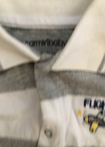 Gri Çizgili Erkek Bebek Kısa Kollu Body - Görsel 4