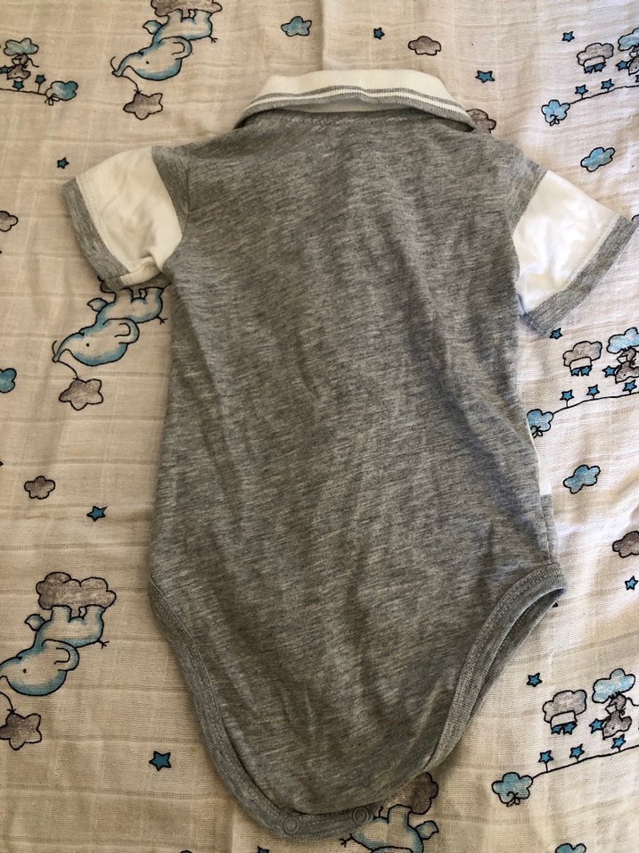 Gri Çizgili Erkek Bebek Kısa Kollu Body - Görsel 5