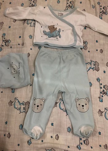 Bebek Erkek Hastane Kıyafeti Pamuklu Uzun Kollu - Görsel 14