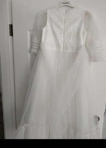 Kız Çocuk Beyaz Dantel Detaylı Uzun Kollu Elbise - Görsel 4