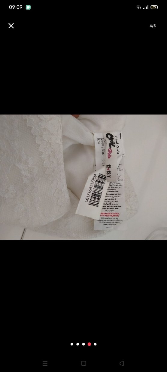 Kız Çocuk Beyaz Dantel Detaylı Uzun Kollu Elbise - Görsel 3