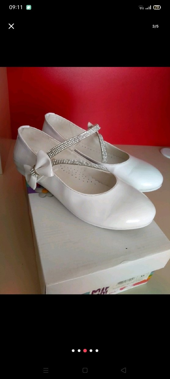 Kız Çocuk Beyaz Fiyonklu Babet Ayakkabı - Görsel 4