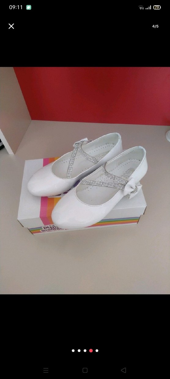 Kız Çocuk Beyaz Fiyonklu Babet Ayakkabı - Görsel 5