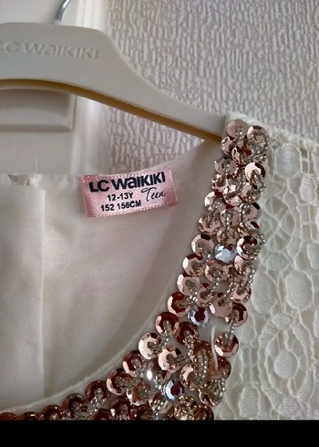 Kız Çocuk Dantel Nakışlı Kolsuz Elbise - Görsel 3