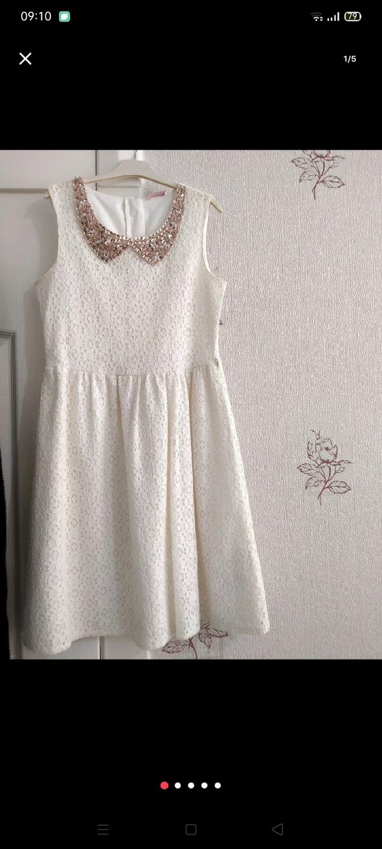 Kız Çocuk Dantel Nakışlı Kolsuz Elbise - Görsel 2