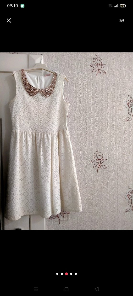 Kız Çocuk Dantel Nakışlı Kolsuz Elbise - Görsel 5