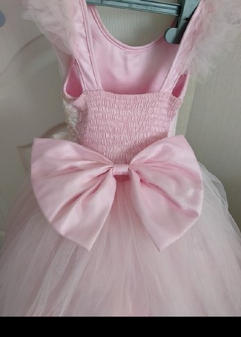 Pembe Dantel Detaylı Kız Çocuk Abiye Elbise - Görsel 2