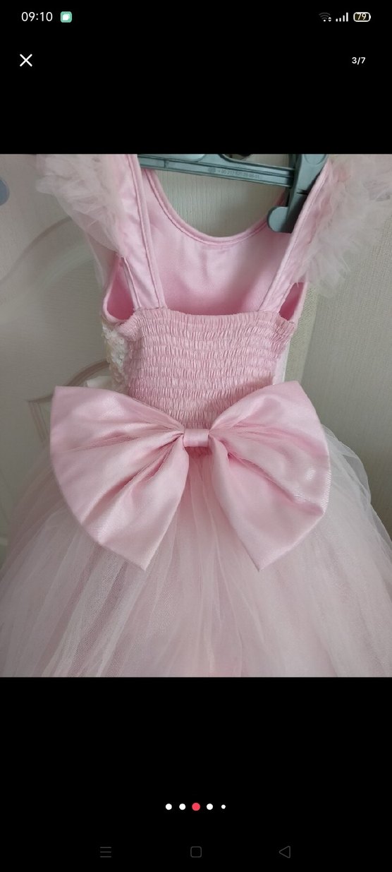 Pembe Dantel Detaylı Kız Çocuk Abiye Elbise - Görsel 2