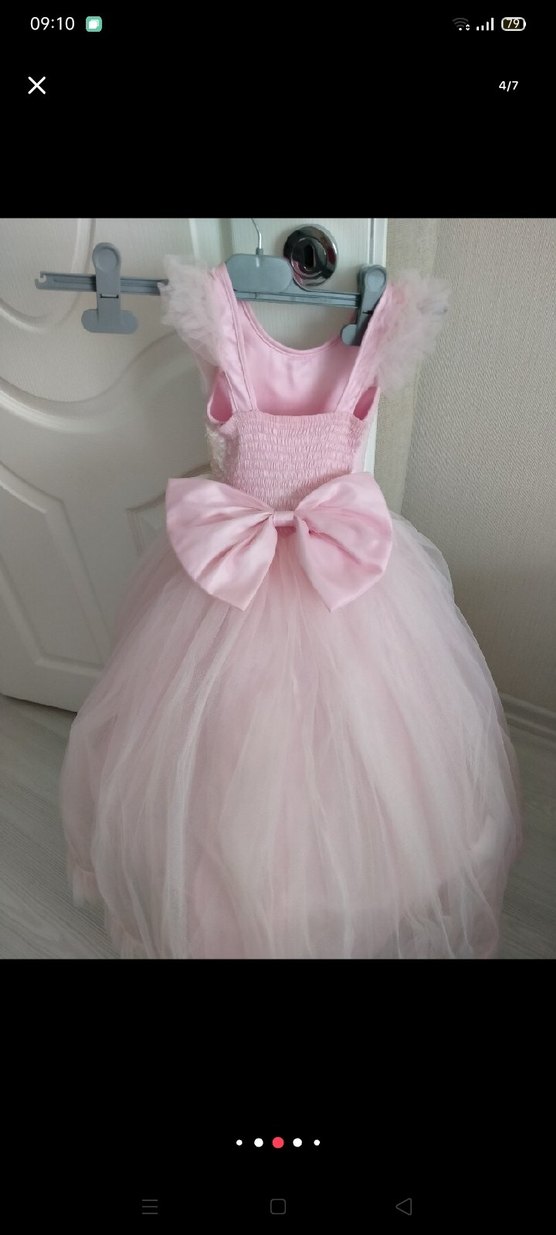 Pembe Dantel Detaylı Kız Çocuk Abiye Elbise - Görsel 3