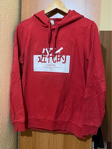 Kapşonlu Kırmızı Sweatshirt Unisex