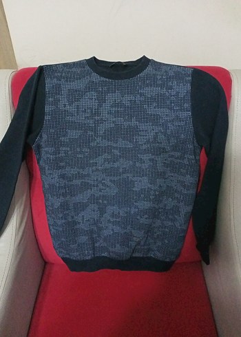 Erkek Gri Örgü Kumaşlı Sweatshirt - Görsel 2