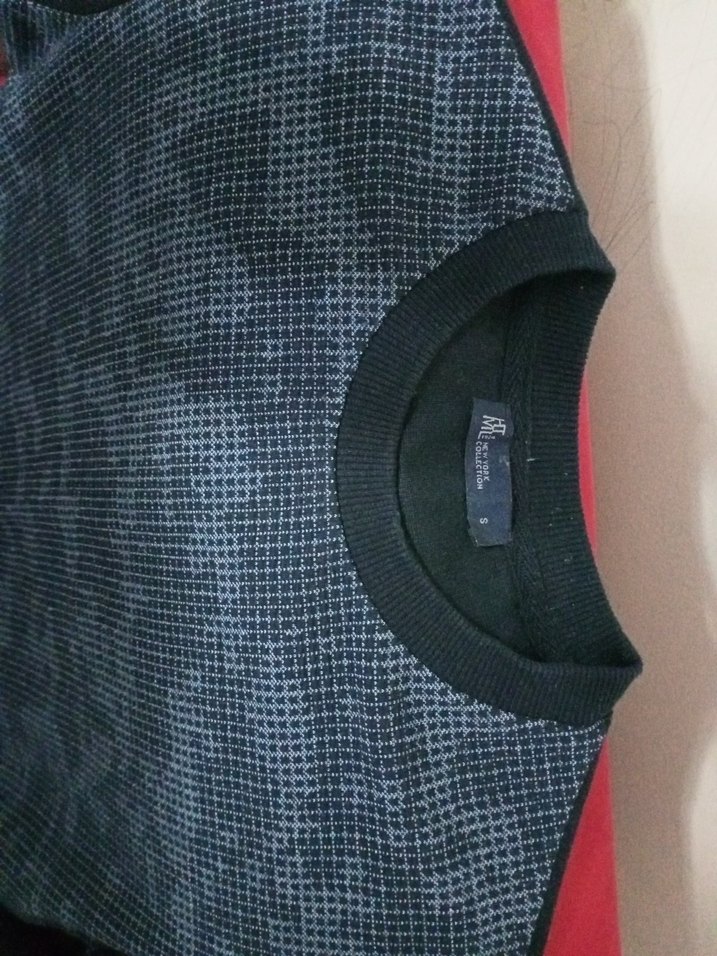 Erkek Gri Örgü Kumaşlı Sweatshirt - Görsel 3