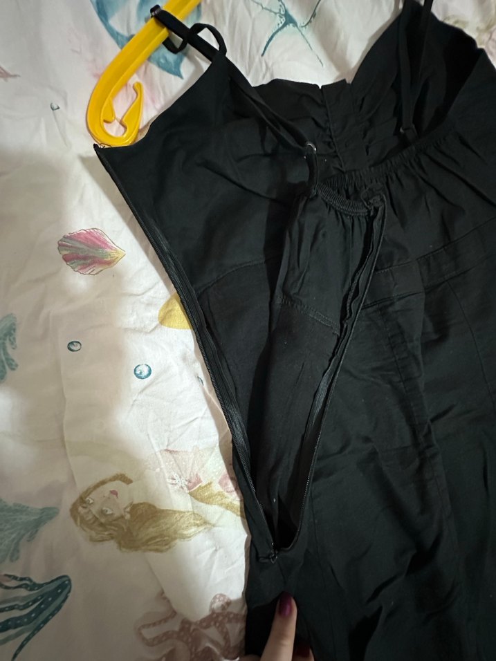 Düğmeli Siyah Midi Kadın Elbise - Görsel 5