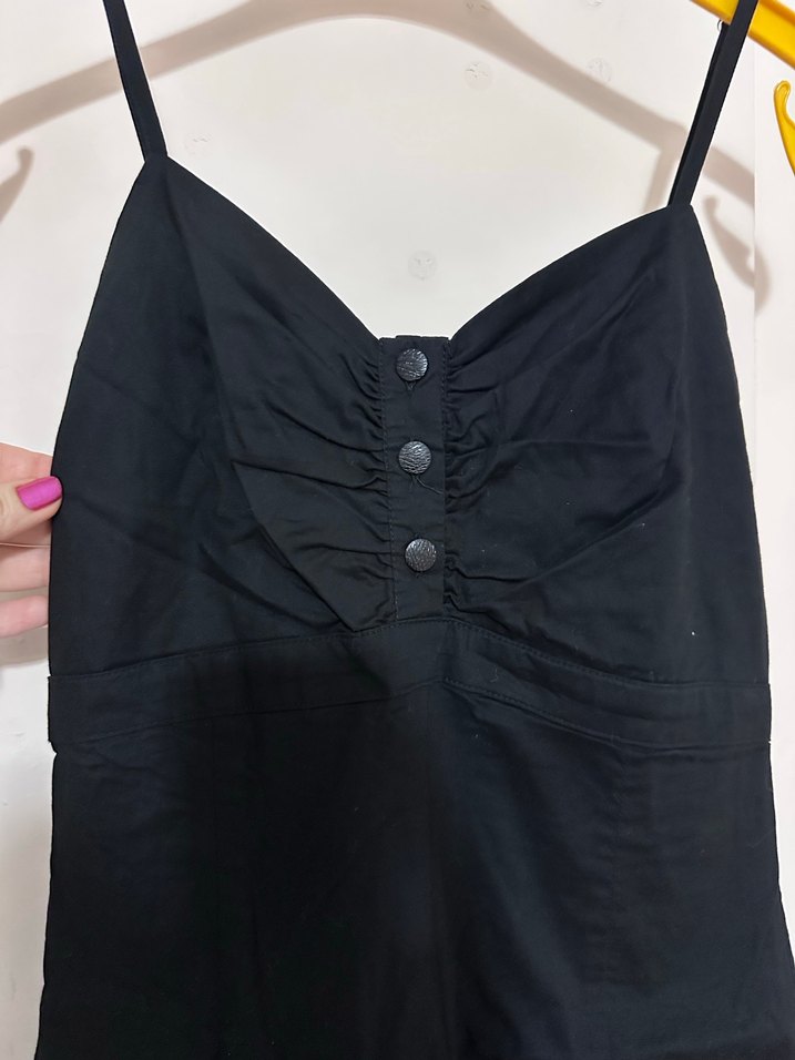 Düğmeli Siyah Midi Kadın Elbise - Görsel 3