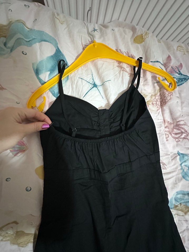 Düğmeli Siyah Midi Kadın Elbise - Görsel 4