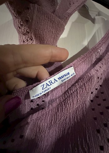 ZARA Lila Piliseli Uzun Kol Hamile Tunik - Görsel 2