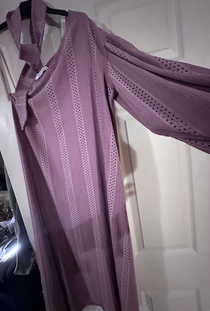 ZARA Lila Piliseli Uzun Kol Hamile Tunik - Görsel 3