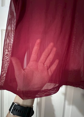 Bordo Tül bluz - Görsel 4