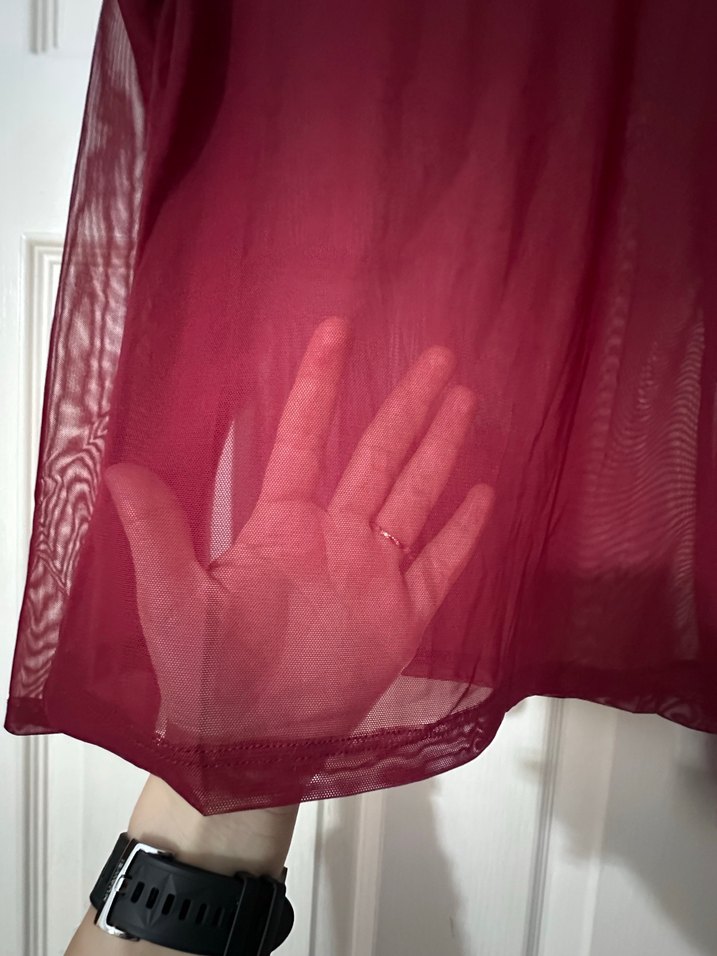 Bordo Tül bluz - Görsel 4