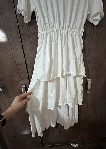 Kadın beyaz Uzun Elbise - Görsel 5