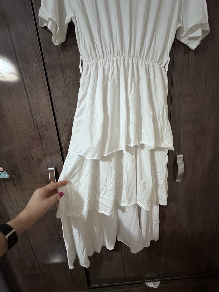 Kadın beyaz Uzun Elbise - Görsel 5